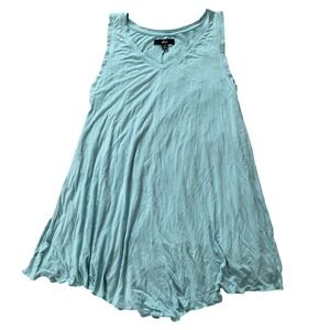 Ellos Women Aqua Blue V-Neck High-Low Sharkbite Hem Sleeveless Tunic Top Size M